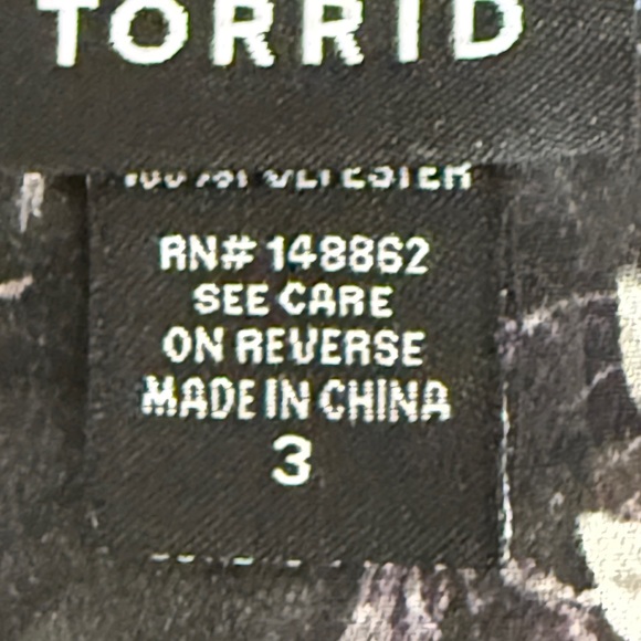 Torrid Black and Pink Floral Tie Notch Collar Sheer Blouse SKU051 - Picture 7 of 9